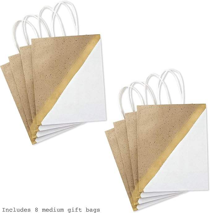 Brown Kraft Paper Gift Bags for Easter Birthdays Mother's Day Weddings Graduations Baby Showers Bridal Showers Care Packages