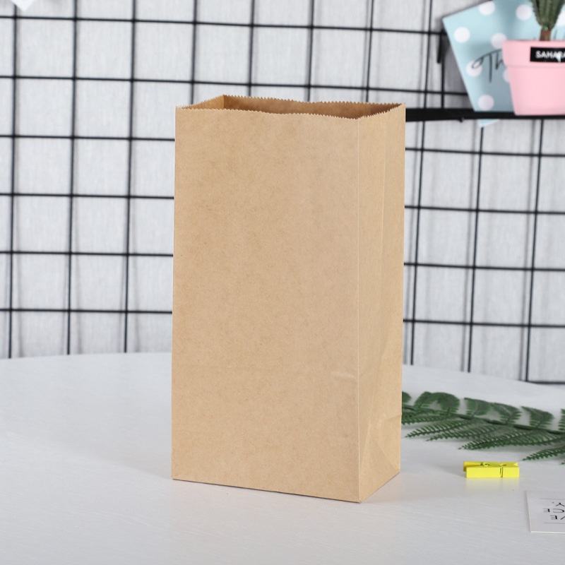 Stock New Year Disposable Storage Paper Bag Kraft Square Bottom Takeaway Pouch for Bread Toast Hamburger Milk Custom Bread Bags