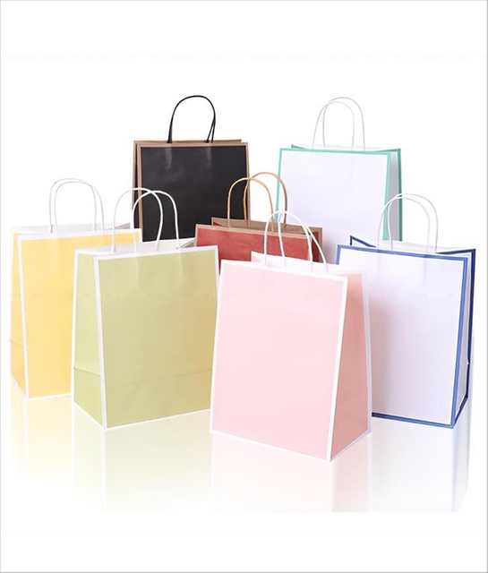 Custom Kraft Paper Bag for Coffee and Milk Tea Biodegradable for Clothing Store Gifts Features Printed Logo