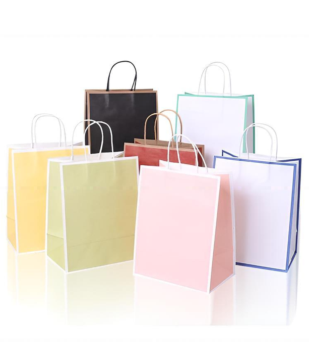 Custom Kraft Paper Bag for Coffee and Milk Tea Biodegradable for Clothing Store Gifts Features Printed Logo