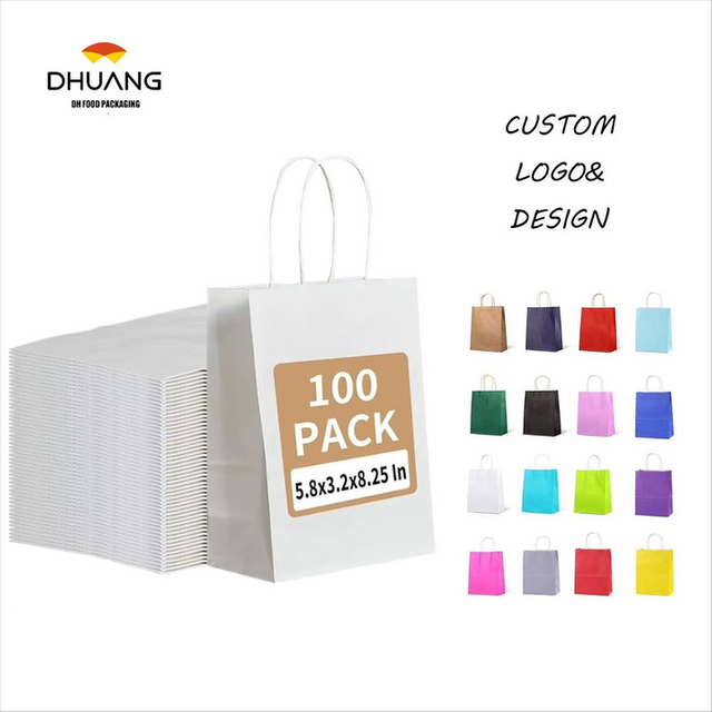 White Kraft Paper Bag Gift Bag Shopping Bag Party Retail Christmas Birthday Takeaway