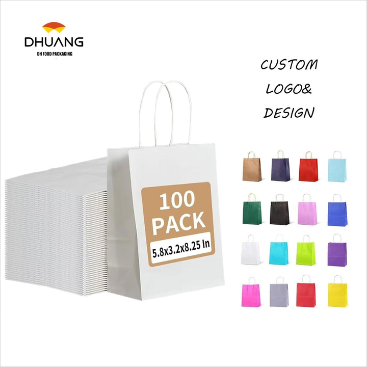 White Kraft Paper Bag Gift Bag Shopping Bag Party Retail Christmas Birthday Takeaway