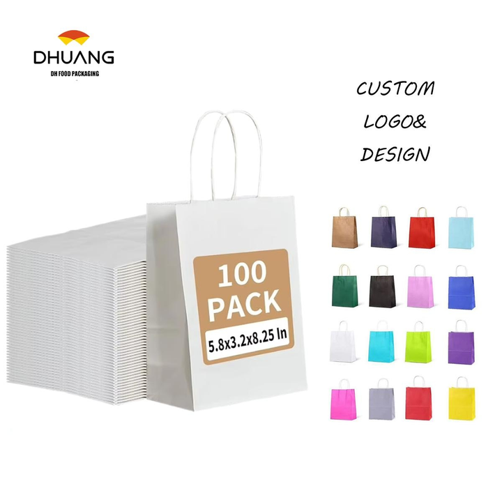 White Kraft Paper Bag Gift Bag Shopping Bag Party Retail Christmas Birthday Takeaway