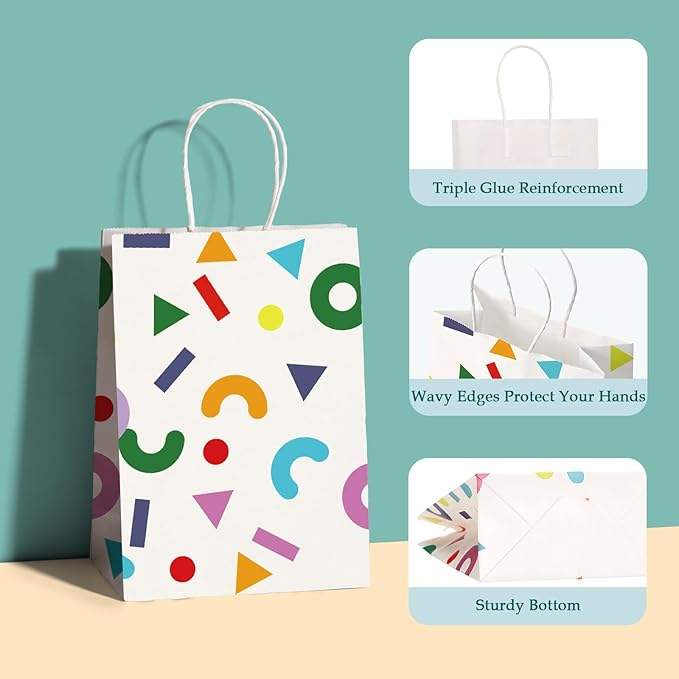 Recyclable Bulk Birthday Party Paper Shopping Bags Color Retail Gift Bag with Handling for Special Occasions