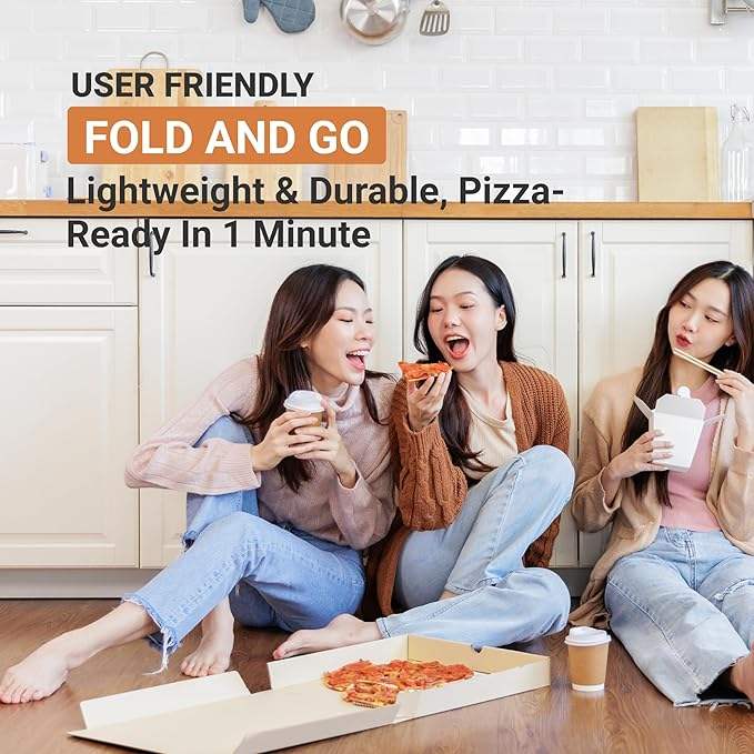 White Extra Strong Quick Assembly Cardboard Boxes for Pizza Heavy Duty Food Storage Takeout Container Custom Pizza Boxes