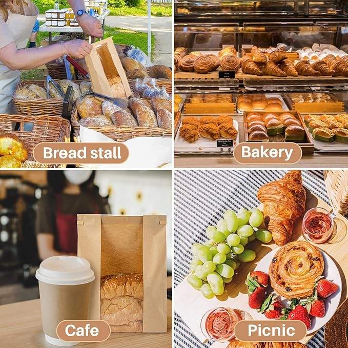 Bread Bag with windows Homemade Sourdough Bread Storage Bag Baking Food Packaging Custom Bread Bags