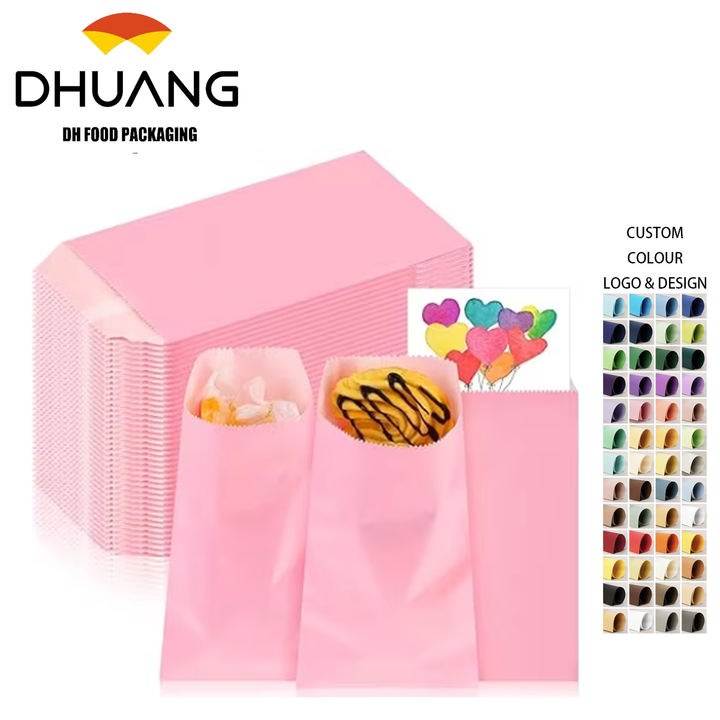 Small pink Paper Therapy Bags Candy Kraft Paper Bags Loose Snacks Popcorn Candy Sandwich Party