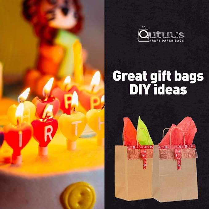 Brown Paper Bag with Handle Medium Size Shopping Kraft Paper Retail Custom Paper Bags