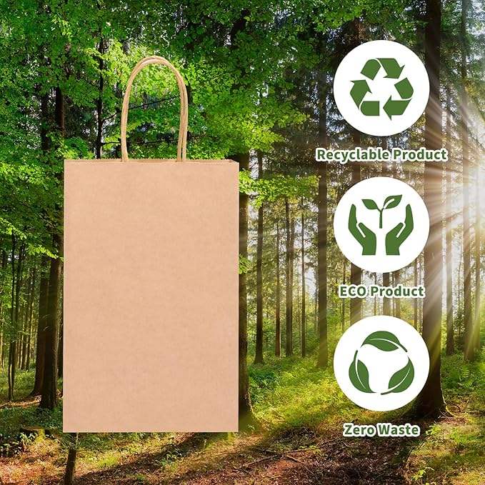 60pcs Paper Bags Gift Bags Brown Small Paper Gift Bags with Handles Bulk for Shopping Birthday Wedding