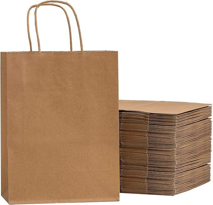 Brown Paper Bags with Handling Bulk Gift Retail Party Shopping Custom Paper Bags