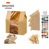 Window Dough Cowhide Bread Bags Tin Tag Lock for Baked Goods Packaging Storage Custom Bread Bags