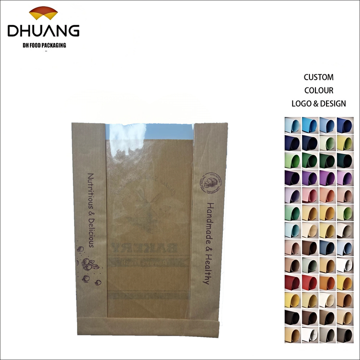 Custom Environmental protection Disposable Kraft Paper Bag for Baking Western Food Delivery Packaging Oil-proof Paper Bag