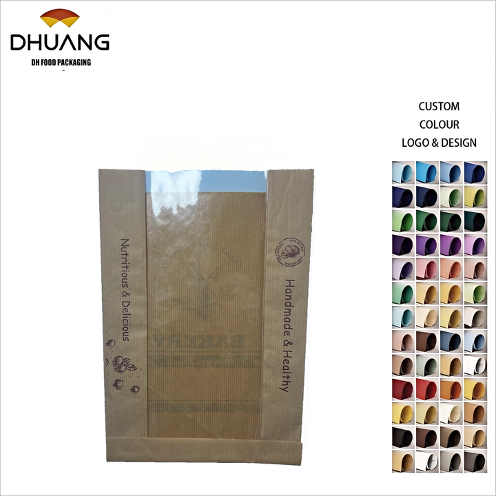 Custom Environmental protection Disposable Kraft Paper Bag for Baking Western Food Delivery Packaging Oil-proof Paper Bag