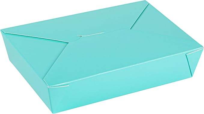 Disposable Turquoise Paper Rectangular Food Container Takeout or Picnic Box for Easy Carry & Versatility Food Box