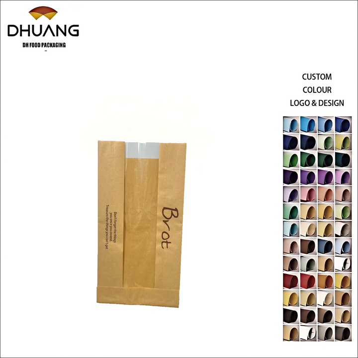 Bring Your Own logo Custom Bread Kraft Paper Bag with Tin Tie Label Toast Paper Bag with clear Window Custom Bread Bag