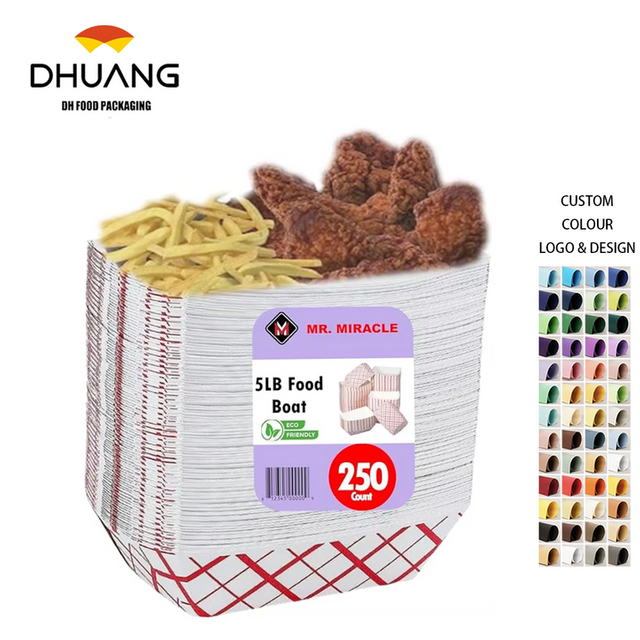 Food Tray Red and White Checkered Paper Extra Large Disposable Recyclable Flavoring Grease Proof Food Trays