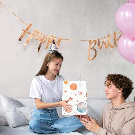 Gift Bag Paper Bag with Handle Party Birthday Wedding Small Paper Shopping (Star Planet) Custom Paper Bags