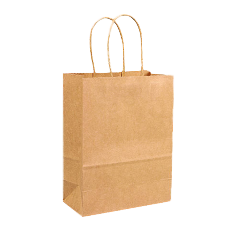Customizable Pattern and logo Sizes Brown Paper Bag with Handle Paper-based Retail Shopping Bag