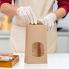 Windowed Plastic Bread Bags with Paper Window Paper Bag with Metal Paper Tie and Lock for Cookies Coffee Beans Custom Bread Bags