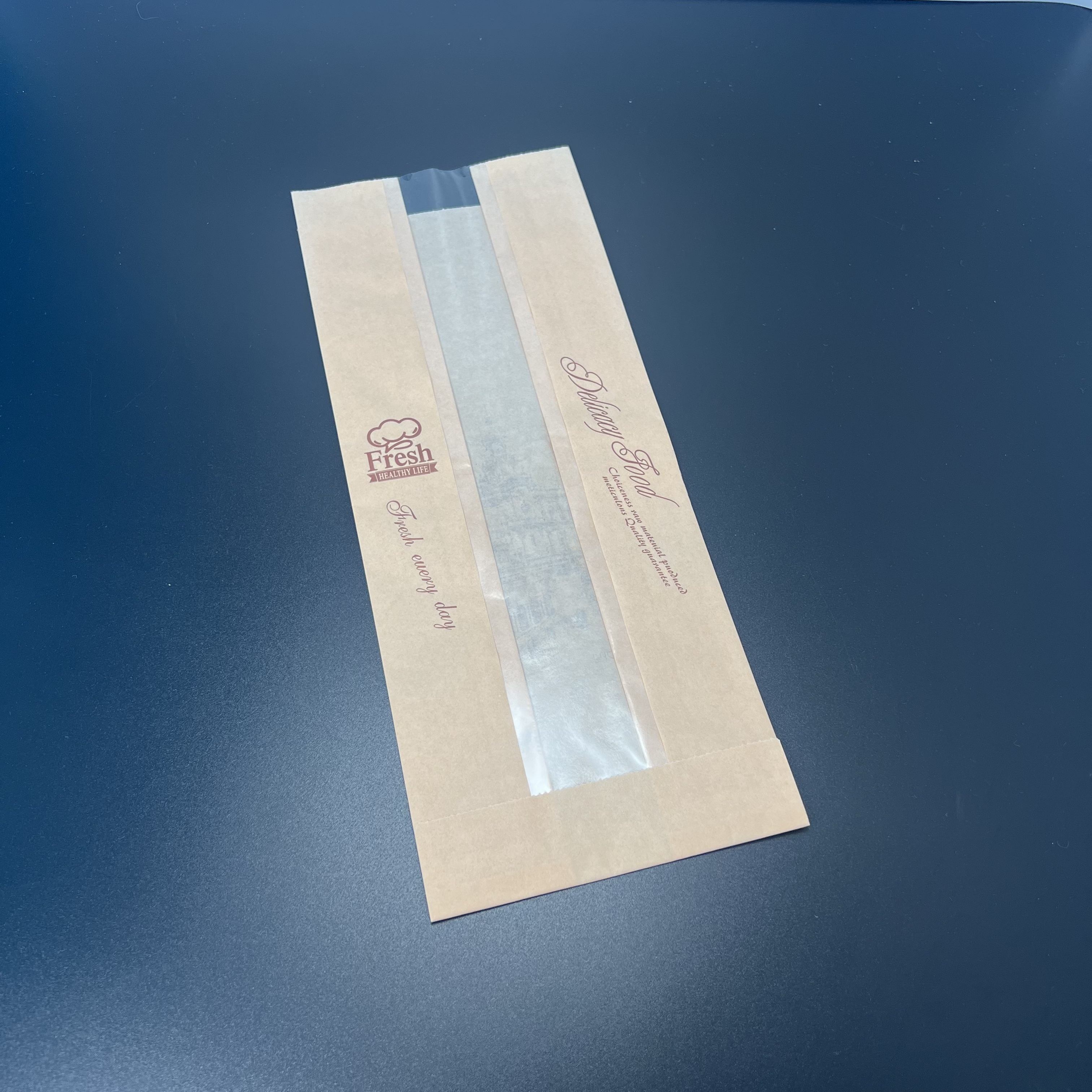 Biodegradable Food Paper Custom Packaging Kraft Paper with Window Bread Bag Cake Bread Croissant Oil-proof Paper Bag