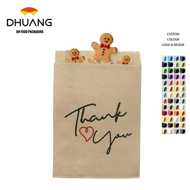 Customizable Kraft Candy Buffet Bags Large Paper Treat Wrapping for Food Bread Hamburger Pizza Chemicals Oil-proof Paper Bag