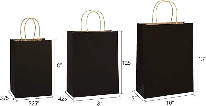 Kraft Paper Bag Gift Bag with Handle Craft Commodity 100% Recycled Paper Bag Black