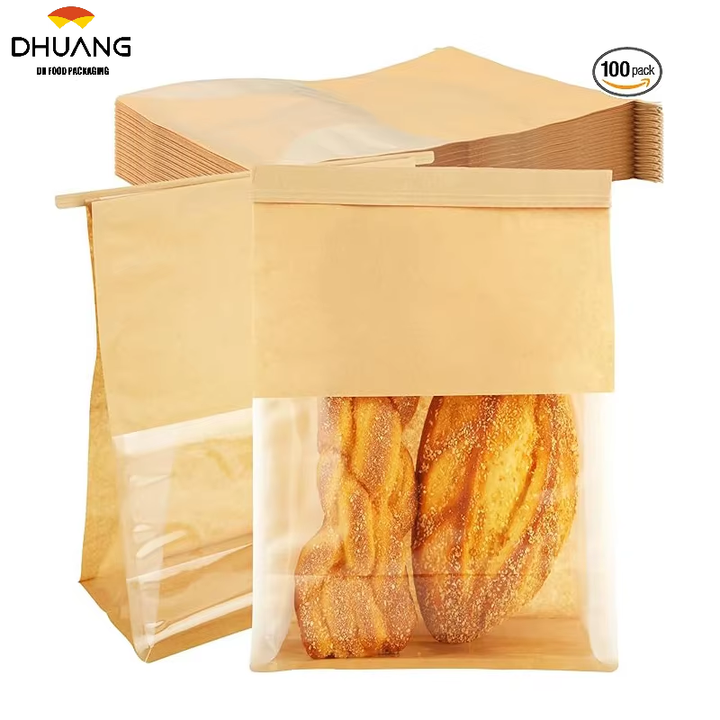 Windowed Bread Bag Tin Foil Tied Lock Bag Cookies Coffee Beans Tea Candies Preservation and Sealing Custom Bread Bags