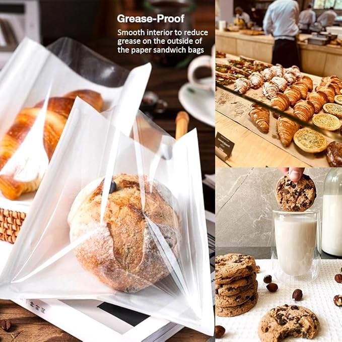 Windowed Food Paper Bag Homemade Bread Baking Bag for Cookies Snacks Custom Bread Bags
