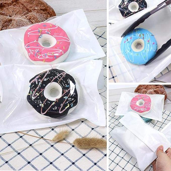 Bread Bag with Window Paper Doughnut Bag for Baked Goods Cookies Snacks Candy Sandwiches Custom Bread Bags