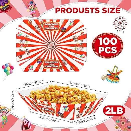 2-pound Disposable Paper Food Trays Decorated for Mardi Gras Party Nachos Hot Dogs Mardi Gras Circus Themed Party Supplies
