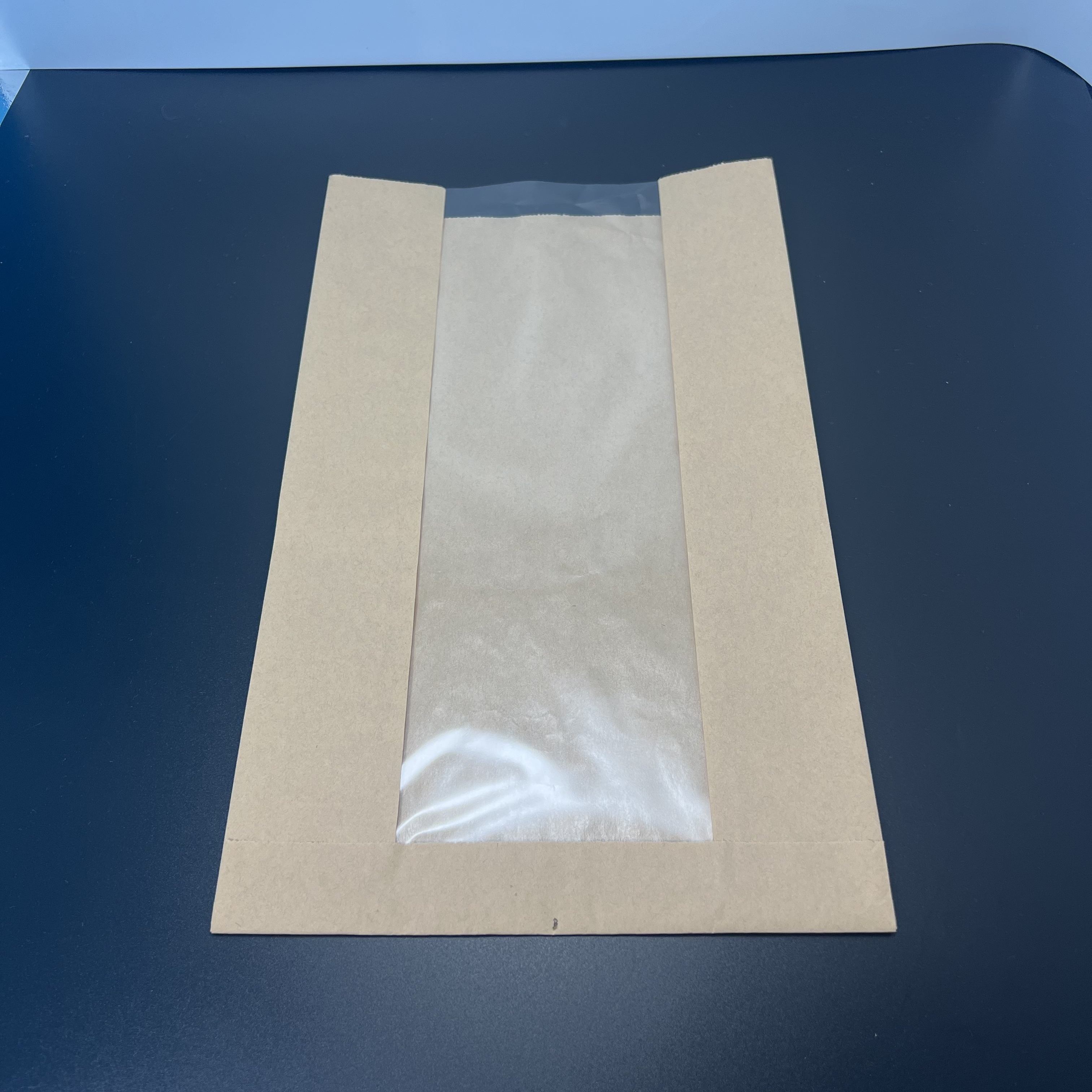 Customizable Food Grade Uncoated Greaseproof Kraft Paper Bag with Window Doughnut Bread Bag Oil-proof Paper Bag
