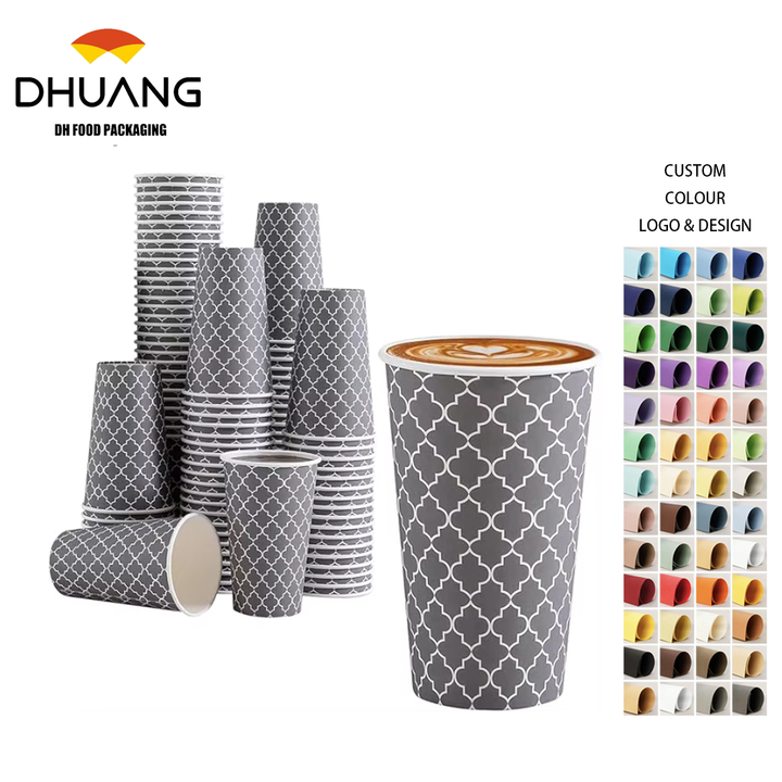 16oz Single Wall Disposable Coffee Cups 180 Packs Custom Logo Insulated Paper Cups for Hot and Cold Drinks Coffee Cup