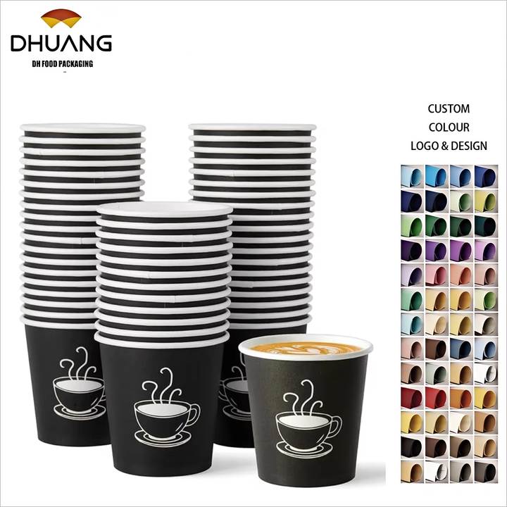 Small Disposable Espresso Cups Custom Logo Single Wall Paper Cups for Hot/Cold Drinks for Parties Picnics Trips Events