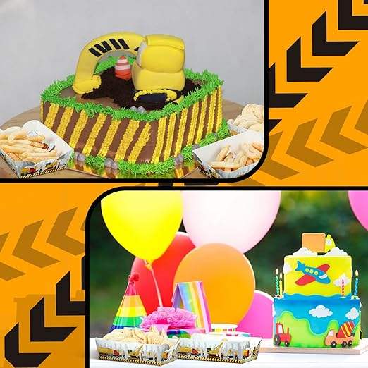 Packs Disposable Construction Decoration Birthday Party Paper Food Service Tray Licensed Food Paper Boat (Construction)
