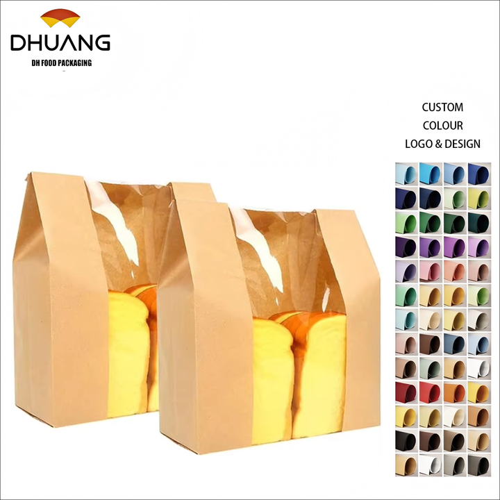 Customized Pattern LOGO with Window Bread Bag Bread Storage Packaging Bag for Baking Food Custom Bread Bags