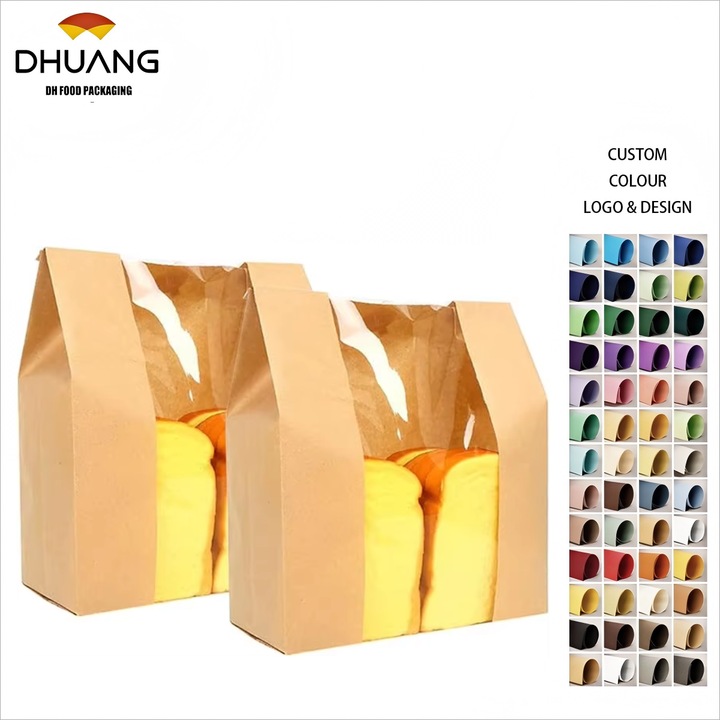 Customized Pattern LOGO with Window Bread Bag Bread Storage Packaging Bag for Baking Food Custom Bread Bags