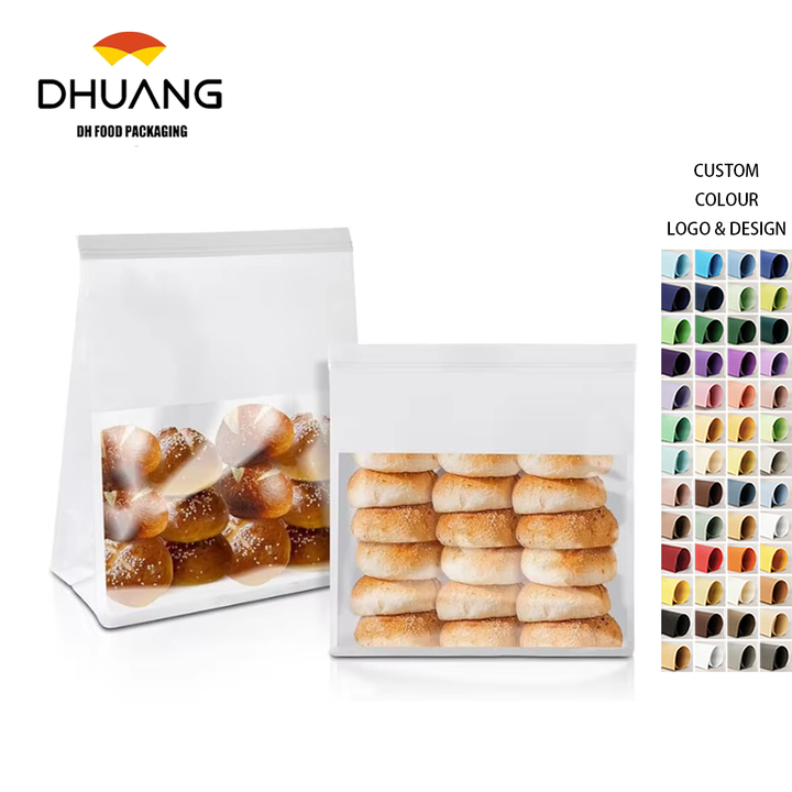 Toaster Food Storage Paper Bag with Window Iron Zipper Lock for Household Kitchen Use Custom Bread Bags