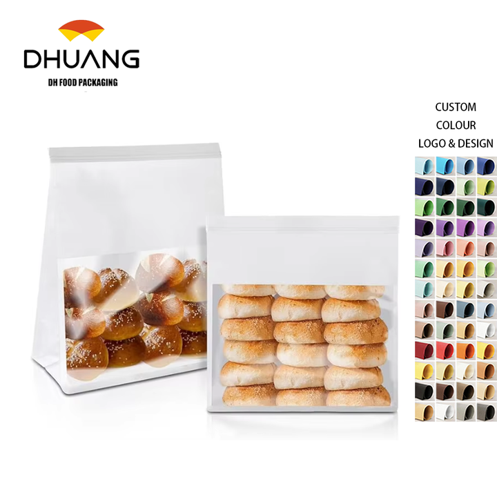 Toaster Food Storage Paper Bag with Window Iron Zipper Lock for Household Kitchen Use Custom Bread Bags