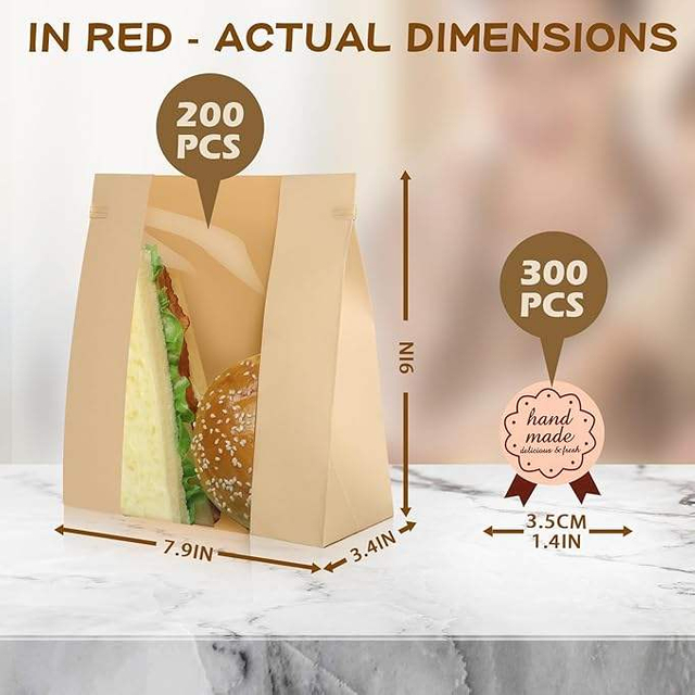 Packages Large Kraft Paper Bread Bag With Window Tin Tag Lock Food Bag to Store Homemade Bread Custom Bread Bags