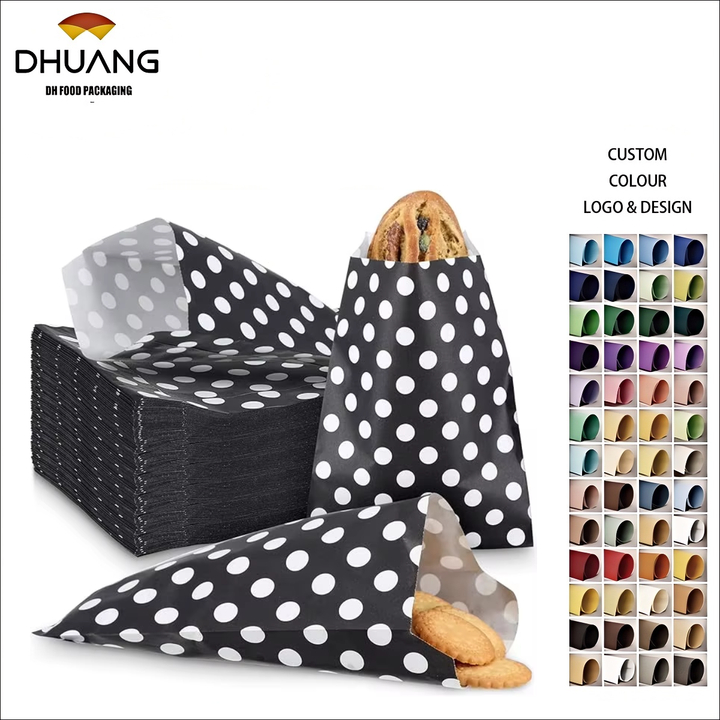 Dot-patterned Paper Food Bags, Cookie and Candy Bags, Sandwich Packaging, Oil-proof Paper Bags