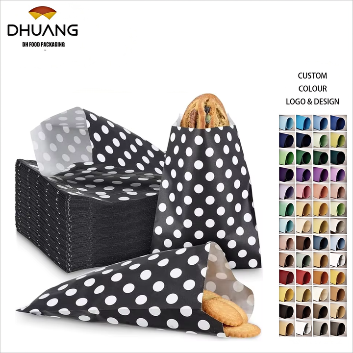 Dot-patterned Paper Food Bags, Cookie and Candy Bags, Sandwich Packaging, Oil-proof Paper Bags