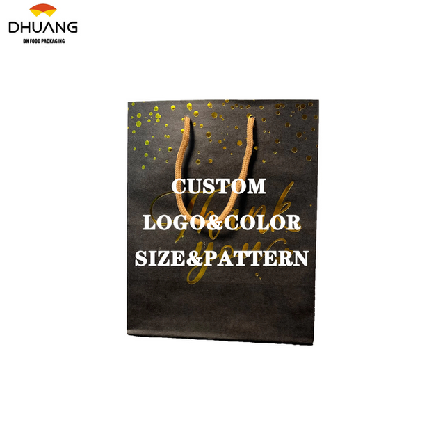 Factory Custom Size Printed logo Paper Shopping Bag Folding Flat Biodegradable Paper Bag with Cotton Rope Handle Shopping Bag