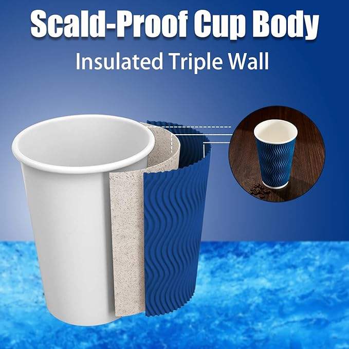 Navy Blue Disposable Coffee Cups Insulated Corrugated Paper Corrugated Wall Cups for Hot or Cold Drinks Coffee Cup