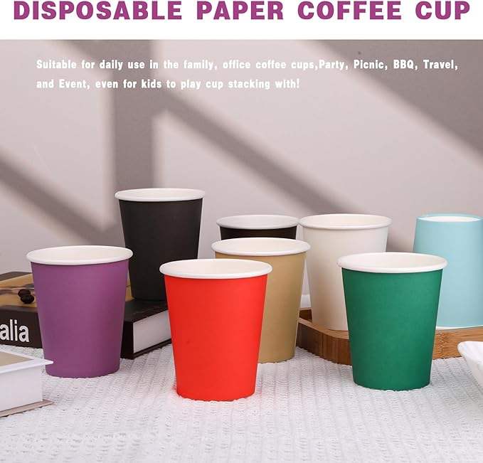 8 oz Purple Party Paper Cups Disposable Coffee Cups Hot and Cold Drinks Parties Picnics Trips Coffee Cup