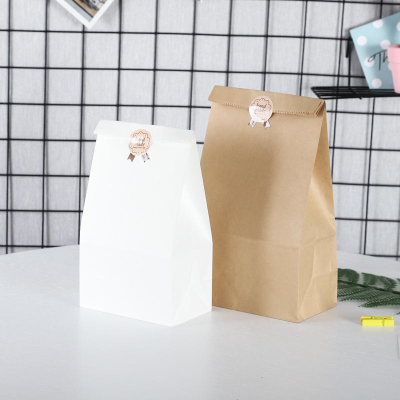 Disposable Kraft Paper Bag Food Beverage Storage Flexo Printing Bread Hamburg Outtake Disposable Film Custom Bread Bags
