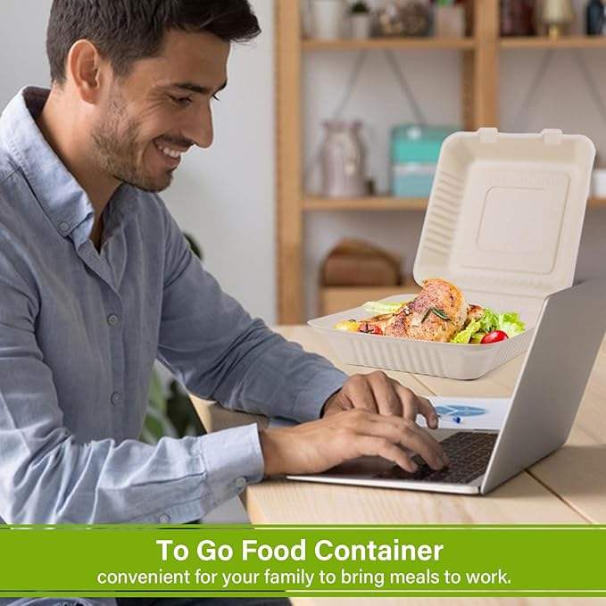 Disposable Heavy-Duty Clamshell Food Container Made Environmentally Friendly Biodegradable Sugarcane Fiber Paper Target Audience