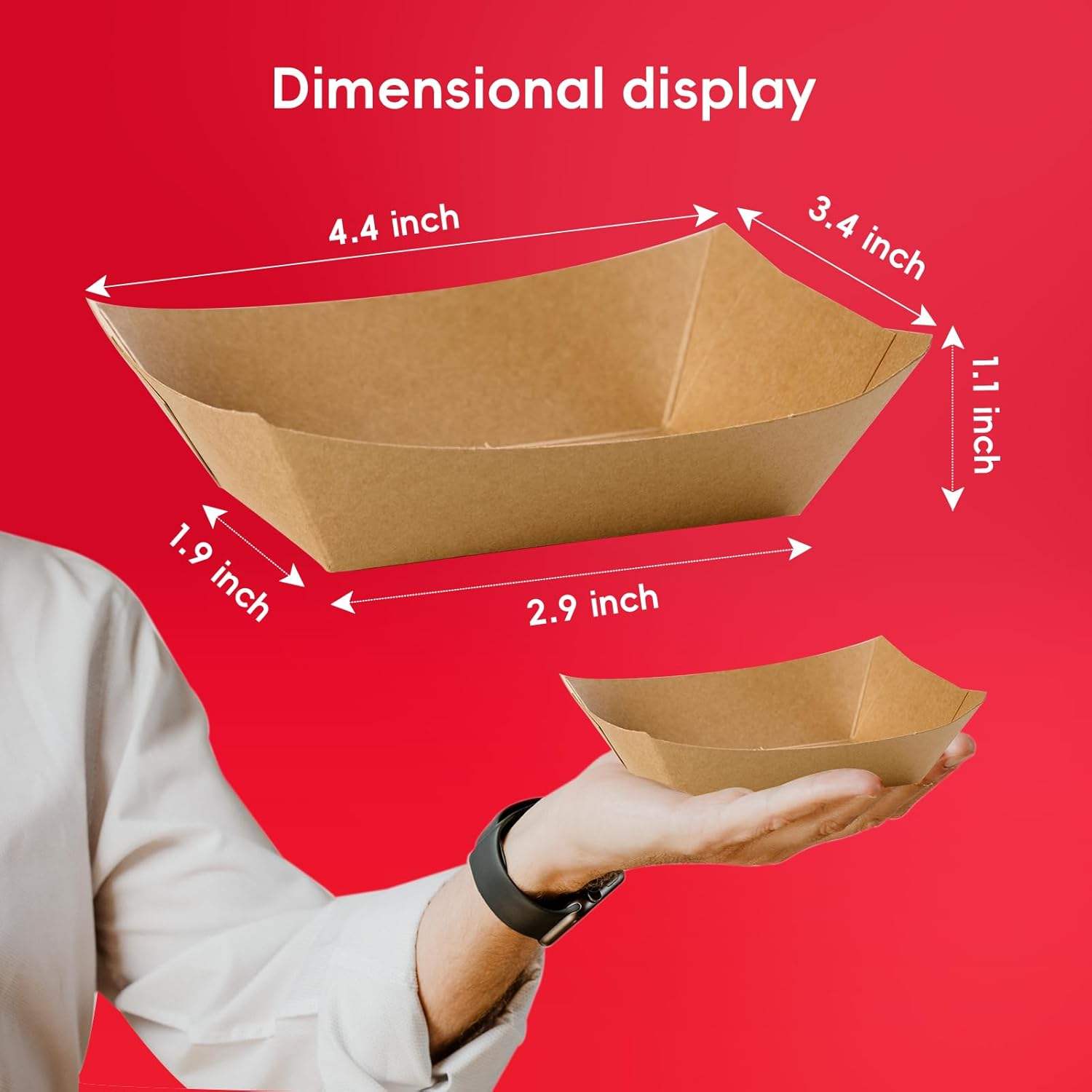 Disposable Paper Boat Craft Paper Service Boat Snack Food Holder Tray, French Fries Nachos Hot Dog Tacos Barbecue Party