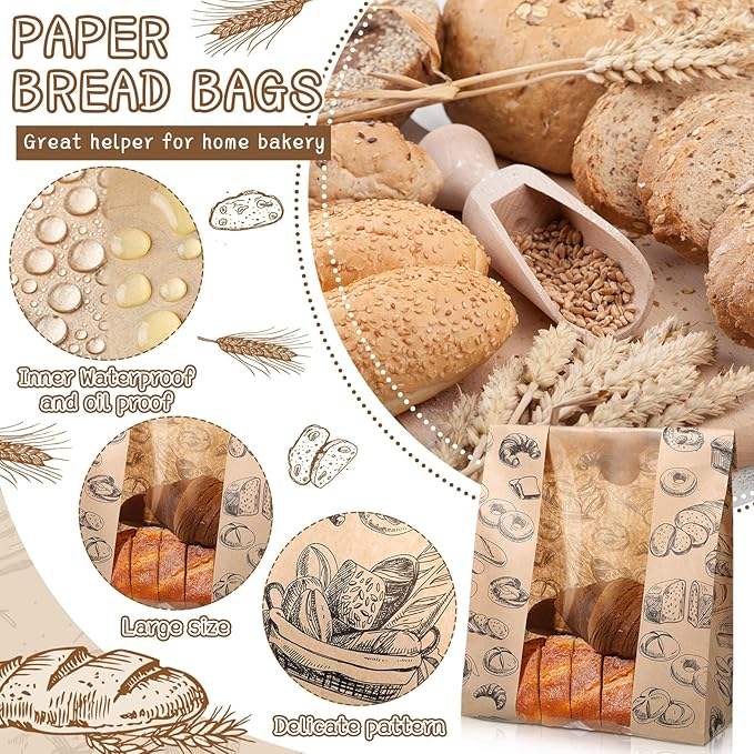 With Window Label Sealing Sticker Customized Brown Bread Bag Suitable for Food Storage CUSTOM Bread Bags