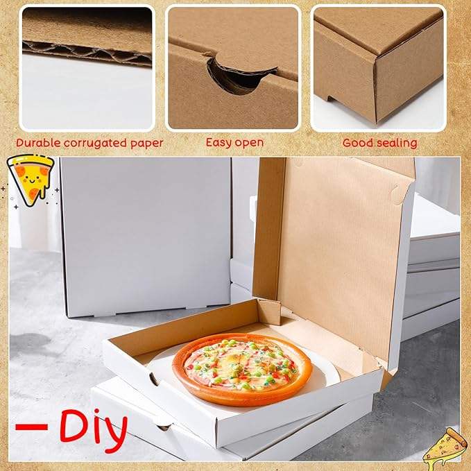 Corrugated Box Takeout Box with Lid Suitable for Hamburger Barbecue Kraft Paper Material Custom Pizza Boxs