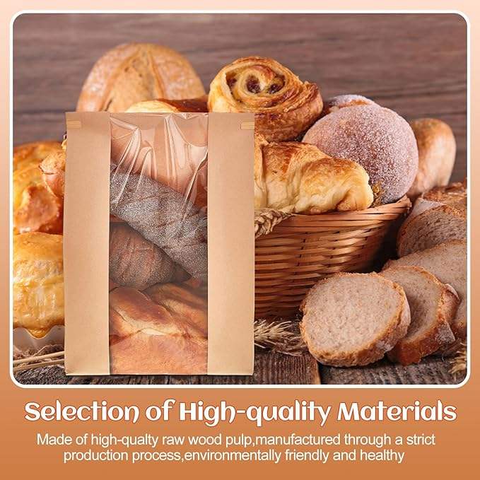 Window Paper Cookie Bag Tinfoil Label Lock Bag Suitable for Baked Goods Custom Bread Bag